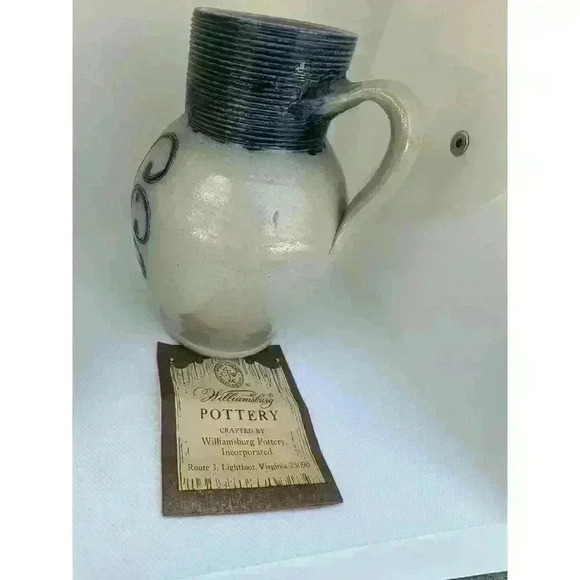 Williamsburg Pottery Pitcher Set Vintage Colonial Stoneware Blue Salt Glaze USA - Picture 5 of 16